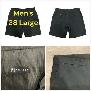 Men's PGA Tour 38 Large Chino Khakis Shorts Golf Black Lightweight 5 Pocket NWOT
